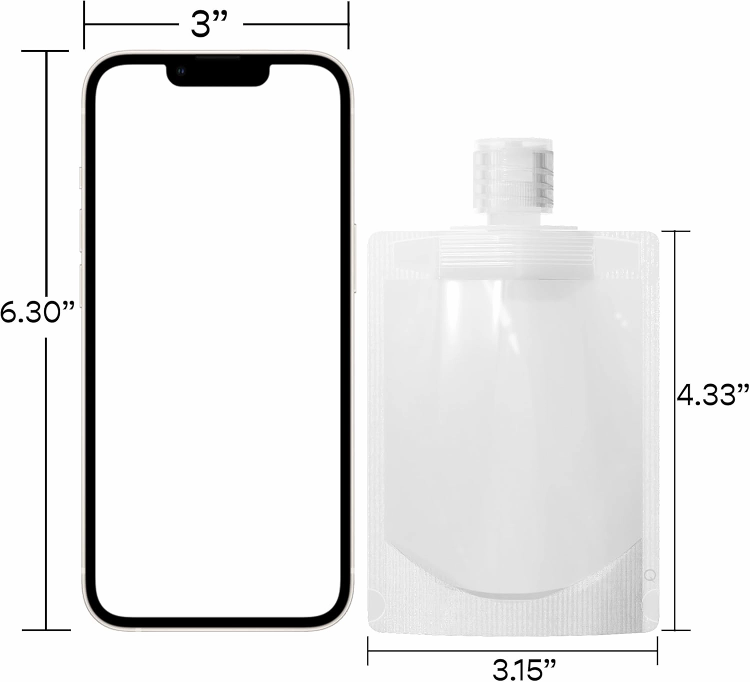 QQ Studio 50 Refillable Empty Travel Pouches for Toiletries Squeeze Pouch with Clear Flip Top Cap for Makeup, Gel, Cream, Moisturizer, Shampoo, Conditioner (Frosted Translucent, 1.69 oz)