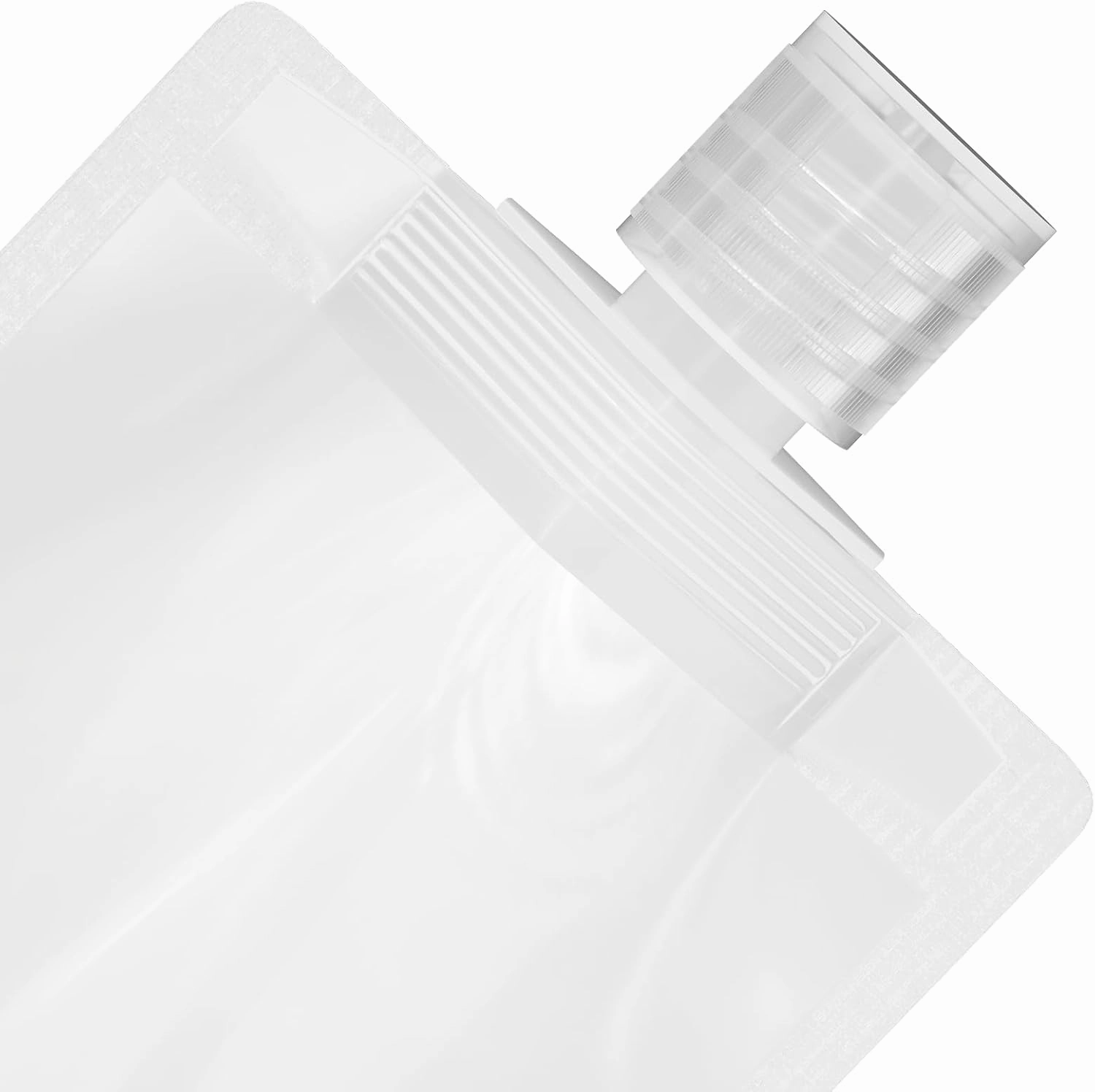 QQ Studio 50 Refillable Empty Travel Pouches for Toiletries Squeeze Pouch with Clear Flip Top Cap for Makeup, Gel, Cream, Moisturizer, Shampoo, Conditioner (Frosted Translucent, 1.69 oz)