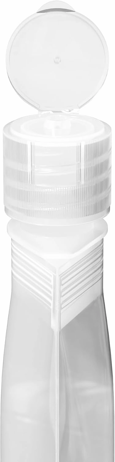 QQ Studio 50 Refillable Empty Travel Pouches for Toiletries Squeeze Pouch with Clear Flip Top Cap for Makeup, Gel, Cream, Moisturizer, Shampoo, Conditioner (Frosted Translucent, 1.69 oz)