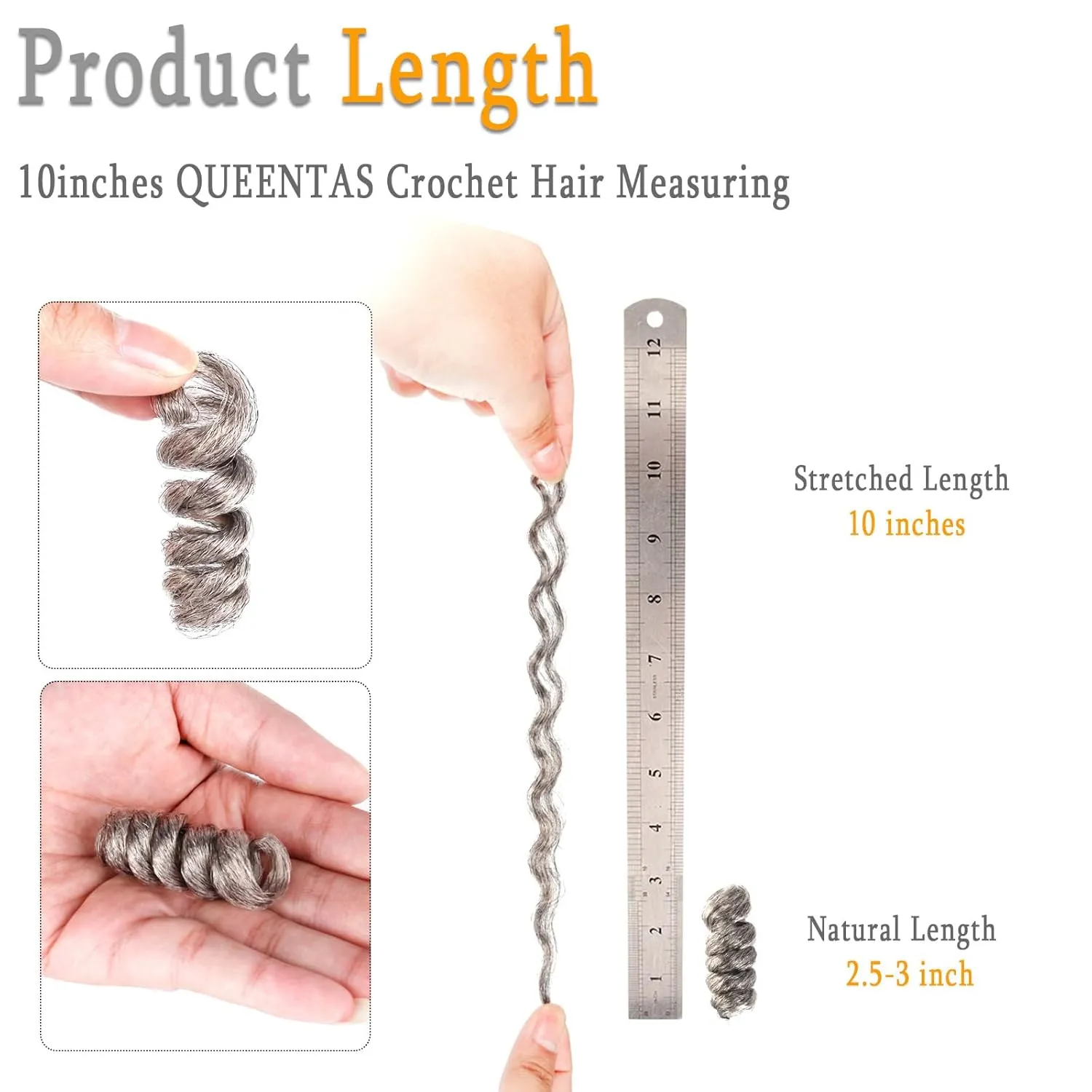 QUEENTAS 10 inch 3 Pack Grey Crochet Hair for Black Women Synthetic Afro Passion Twist Jerry Curl(8mm) Braiding Gray Jamaican Bounce Curly Crochet Hair Extensions Ringlet(Natural Black Mixed Grey)