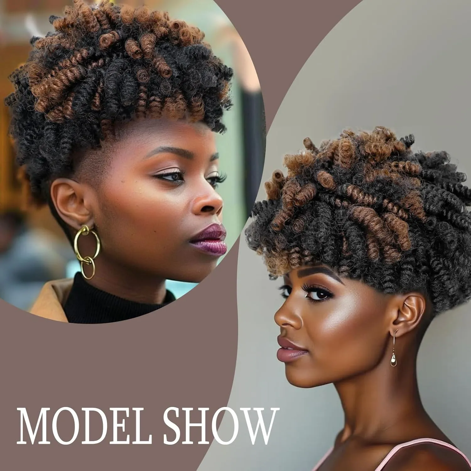 QUEENTAS 3 Packs 10 inch Short Crochet Hair for Black Women 6MM Small Wand Spiral Curl Blonde Curly Crochet Hair Extension Synthetic Jamaican Bounce Prelooped Ringlet Braids Hair(Natural Black/Blonde)