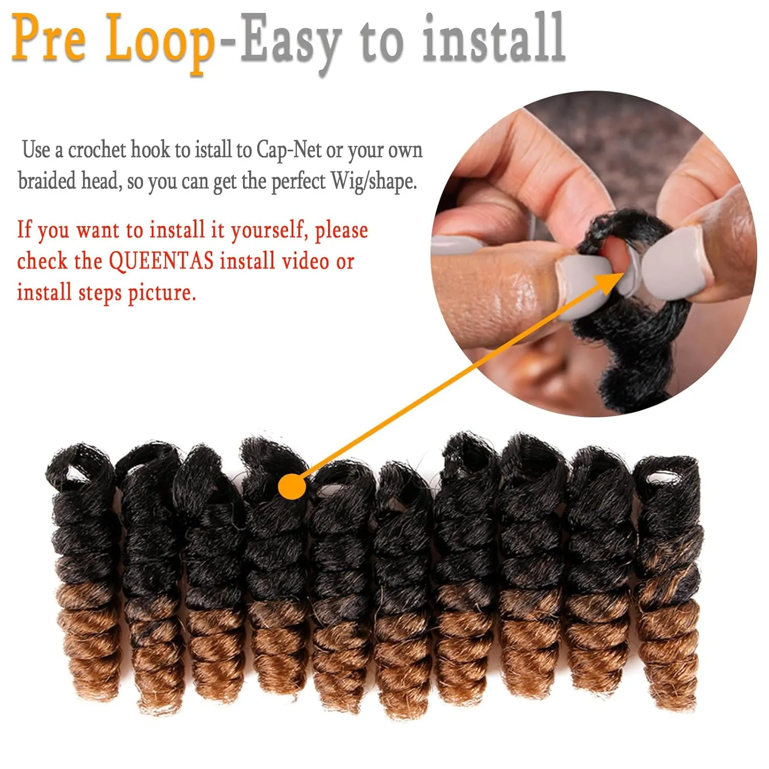 QUEENTAS 3 Packs 10 inch Short Crochet Hair for Black Women 6MM Small Wand Spiral Curl Blonde Curly Crochet Hair Extension Synthetic Jamaican Bounce Prelooped Ringlet Braids Hair(Natural Black/Blonde)