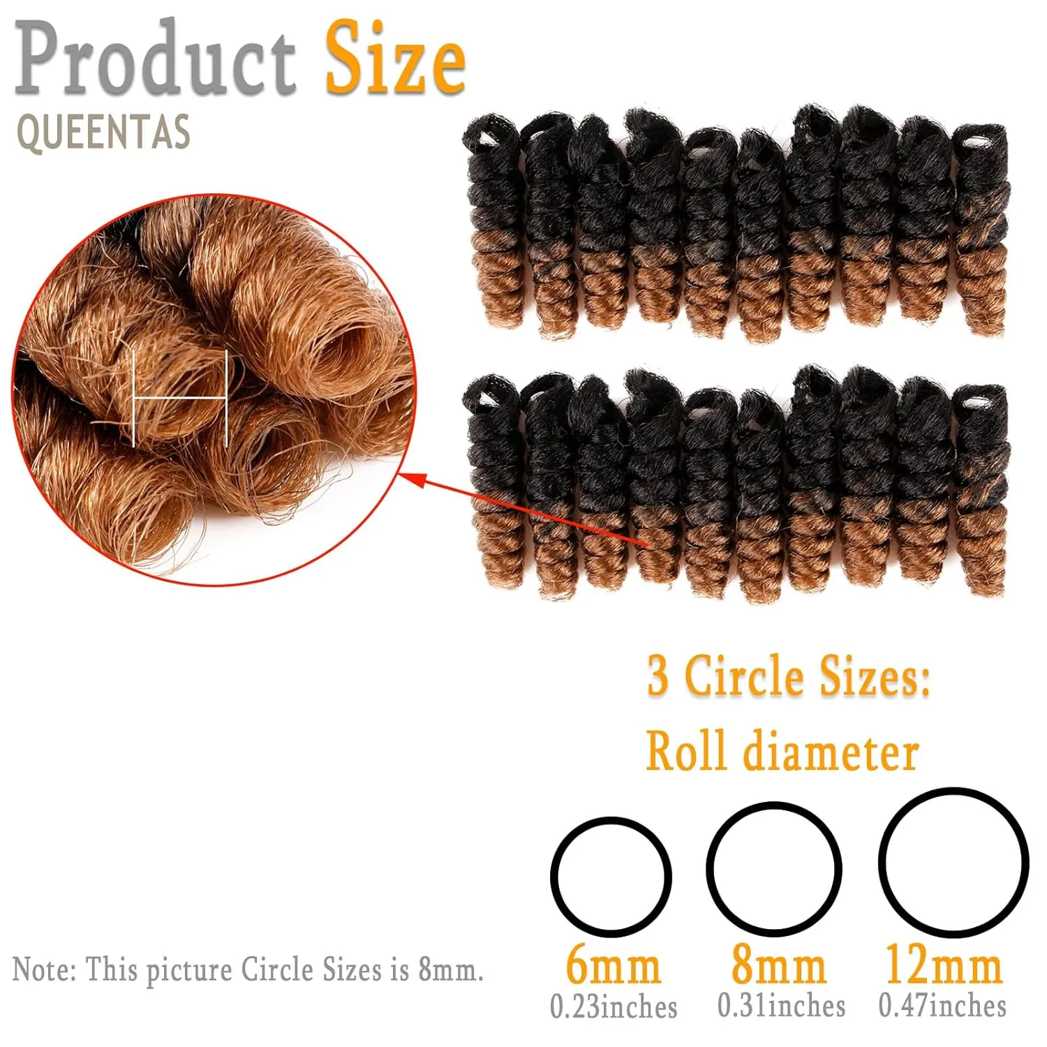 QUEENTAS 3 Packs 10 inch Short Crochet Hair for Black Women 6MM Small Wand Spiral Curl Blonde Curly Crochet Hair Extension Synthetic Jamaican Bounce Prelooped Ringlet Braids Hair(Natural Black/Blonde)