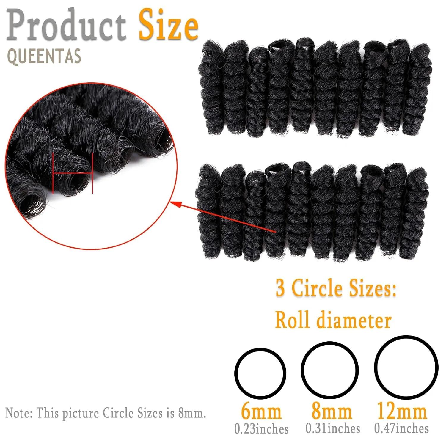 QUEENTAS 3 Packs 10 inch Short Crochet Hair for Black Women Jamaican Bounce Curly Crochet Hair Extensions Synthetic Braids Afro Passion Twist Kinky Jerry Spiral Curl Ringlet(Natural Black #1B,8mm)