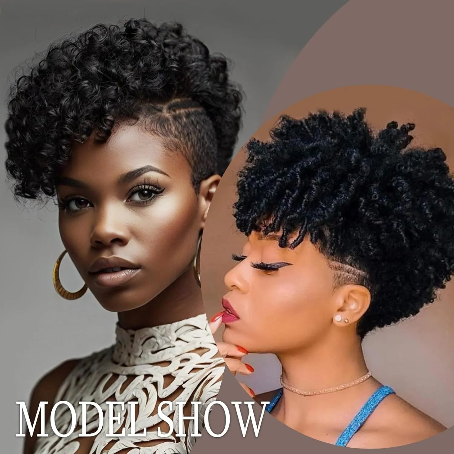 QUEENTAS 3 Packs 10 inch Short Crochet Hair for Black Women Jamaican Bounce Curly Crochet Hair Extensions Synthetic Braids Afro Passion Twist Kinky Jerry Spiral Curl Ringlet(Natural Black #1B,8mm)
