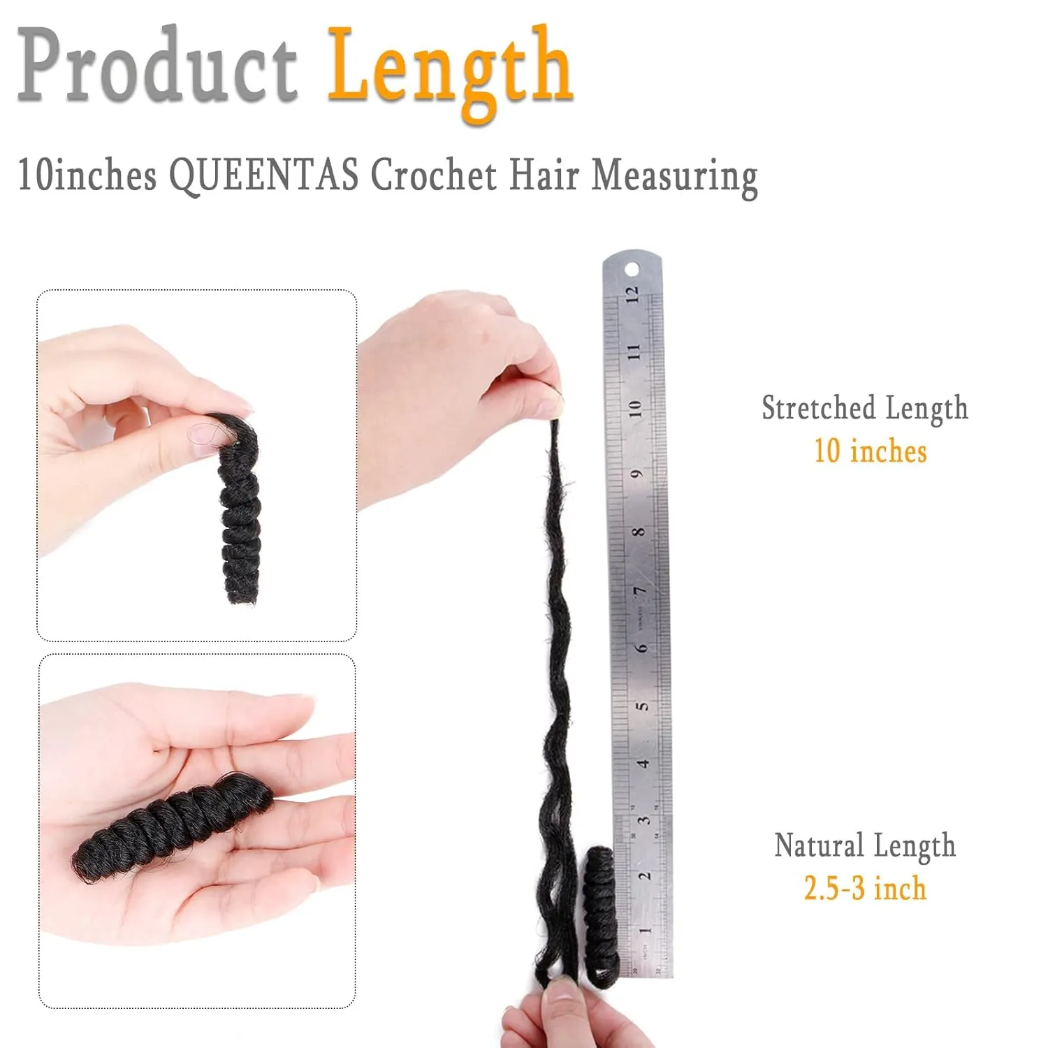 QUEENTAS 3 Packs 10 inch Short Crochet Hair for Black Women Jamaican Bounce Curly Crochet Hair Extensions Synthetic Braids Afro Passion Twist Kinky Jerry Spiral Curl Ringlet(Natural Black #1B,8mm)