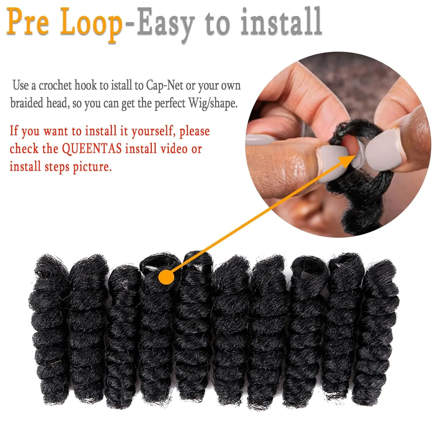 QUEENTAS 3 Packs 10 inch Short Crochet Hair for Black Women Jamaican Bounce Curly Crochet Hair Extensions Synthetic Braids Afro Passion Twist Kinky Jerry Spiral Curl Ringlet(Natural Black #1B,8mm)