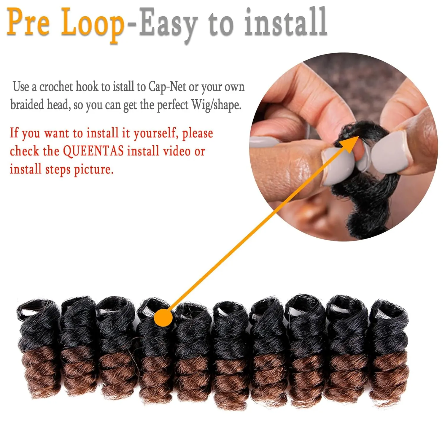 QUEENTAS Short Crochet Hair for Black Women 3 Packs 10inch Brown Jamaican Bounce Curly Crochet Synthetic Hair Extensions 6MM Small Curl Braids Prelooped Twist Wand Jerry Curl(Natural Black/Brown)