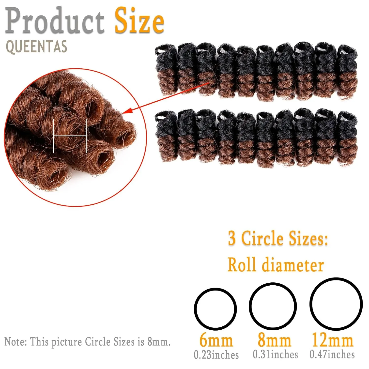 QUEENTAS Short Crochet Hair for Black Women 3 Packs 10inch Brown Jamaican Bounce Curly Crochet Synthetic Hair Extensions 6MM Small Curl Braids Prelooped Twist Wand Jerry Curl(Natural Black/Brown)