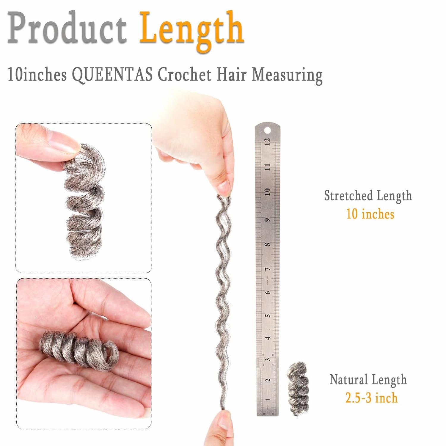 QUEENTAS 10 inch 6 Pack Grey Crochet Hair for Black Women Synthetic Afro Passion Twist Jerry Curl(8mm) Braiding Gray Jamaican Bounce Curly Crochet Hair Extensions(Natural Black Mixed Grey)
