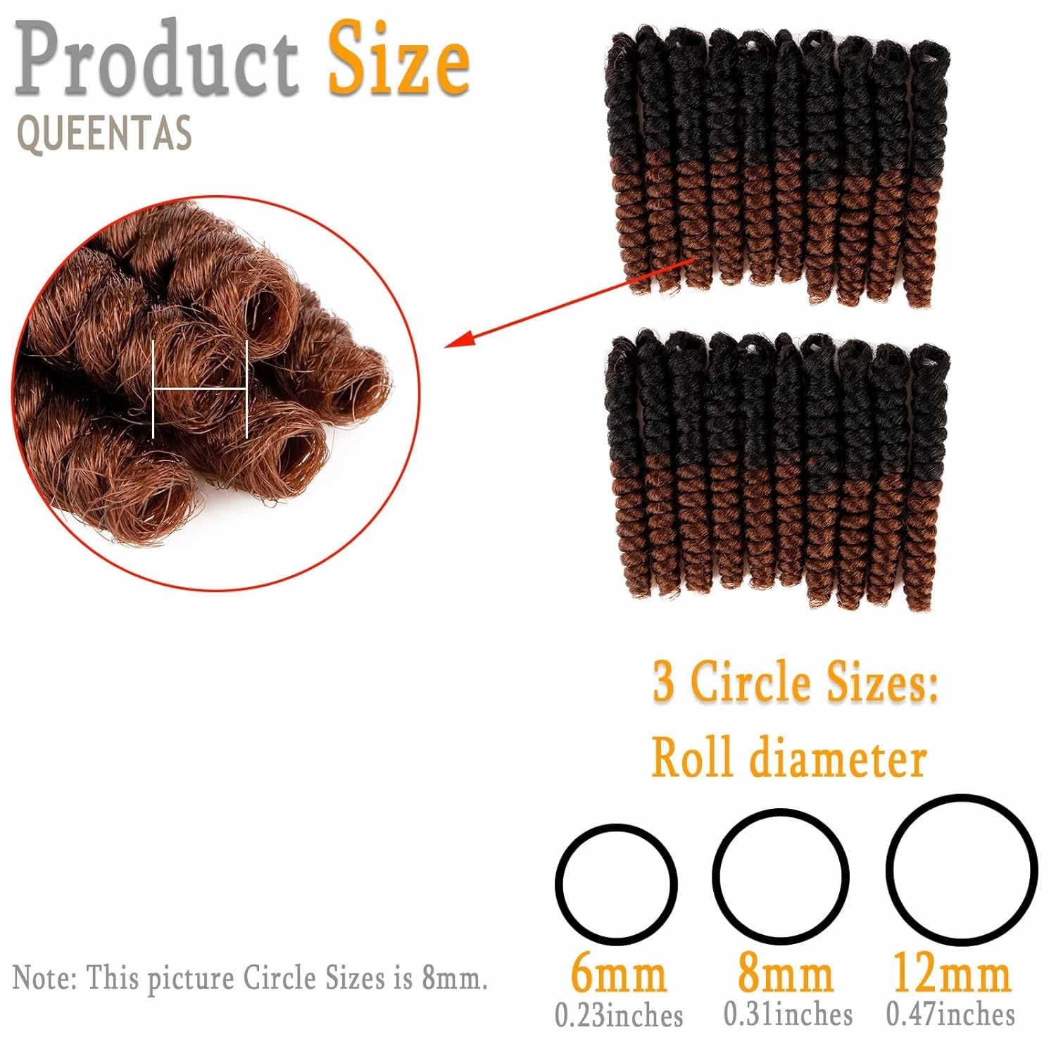 QUEENTAS 3 Packs 8mm 20 inch Short Crochet Hair for Black Women Jamaican Bounce Curly Crochet Hair Extensions Synthetic Tapered Afro Braids Passion Twist Jerry Ringlet Wand Curl(Black to Brown #1B/30)