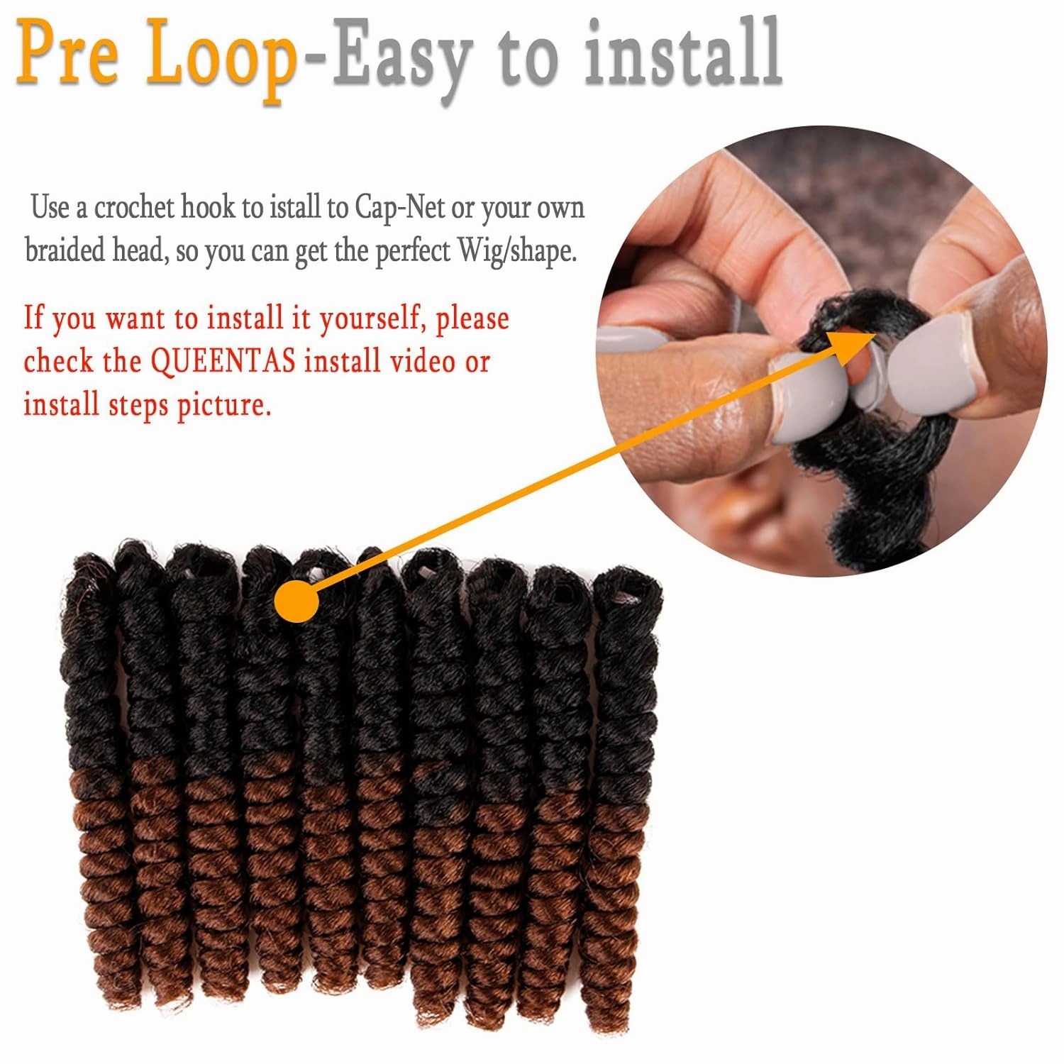 QUEENTAS 3 Packs 8mm 20 inch Short Crochet Hair for Black Women Jamaican Bounce Curly Crochet Hair Extensions Synthetic Tapered Afro Braids Passion Twist Jerry Ringlet Wand Curl(Black to Brown #1B/30)