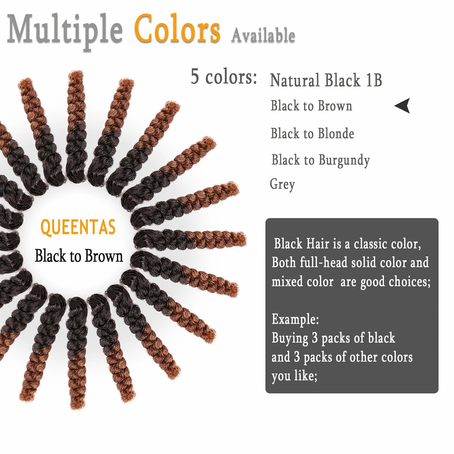 QUEENTAS 3 Packs 8mm 20 inch Short Crochet Hair for Black Women Jamaican Bounce Curly Crochet Hair Extensions Synthetic Tapered Afro Braids Passion Twist Jerry Ringlet Wand Curl(Black to Brown #1B/30)