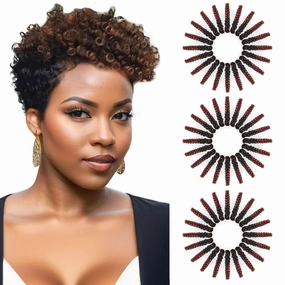 QUEENTAS 3 Packs 8mm 20 inch Short Crochet Hair for Black Women Jamaican Bounce Curly Crochet Hair Extensions Synthetic Tapered Afro Braids Passion Twist Jerry Ringlet Wand Curl(Black to Brown #1B/30)