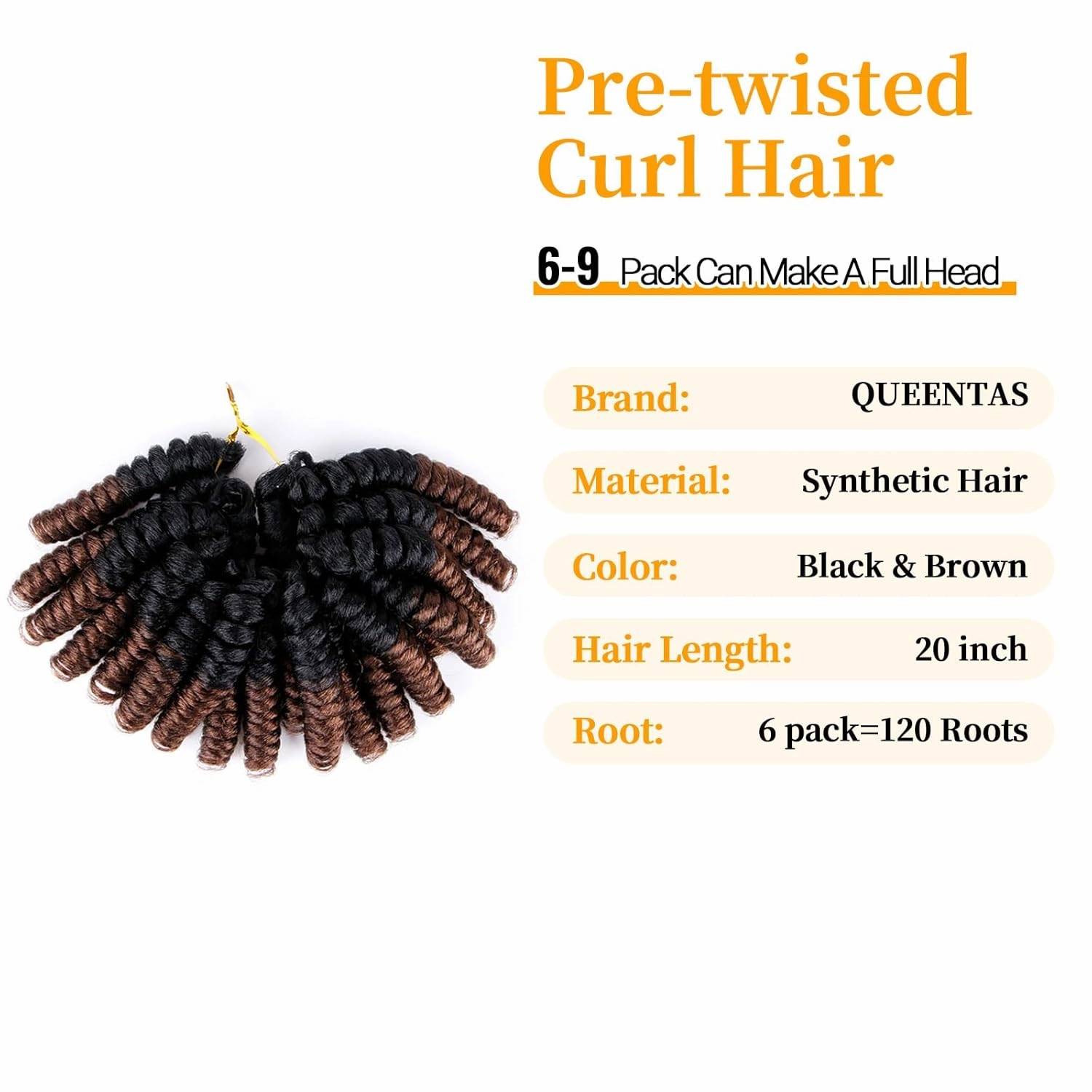 QUEENTAS 3 Packs 8mm 20 inch Short Crochet Hair for Black Women Jamaican Bounce Curly Crochet Hair Extensions Synthetic Tapered Afro Braids Passion Twist Jerry Ringlet Wand Curl(Black to Brown #1B/30)