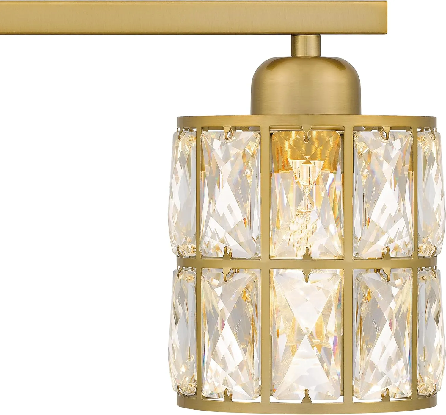 Quoizel Gibson Bath Vanity Lights, 21 Inch 3-Light Aged Brass Bathroom Lighting Fixtures Over Mirror, Clear Beveled Crystal Shade, Contemporary Wall Mount Light for Bathrooms, Kitchen or Hallway