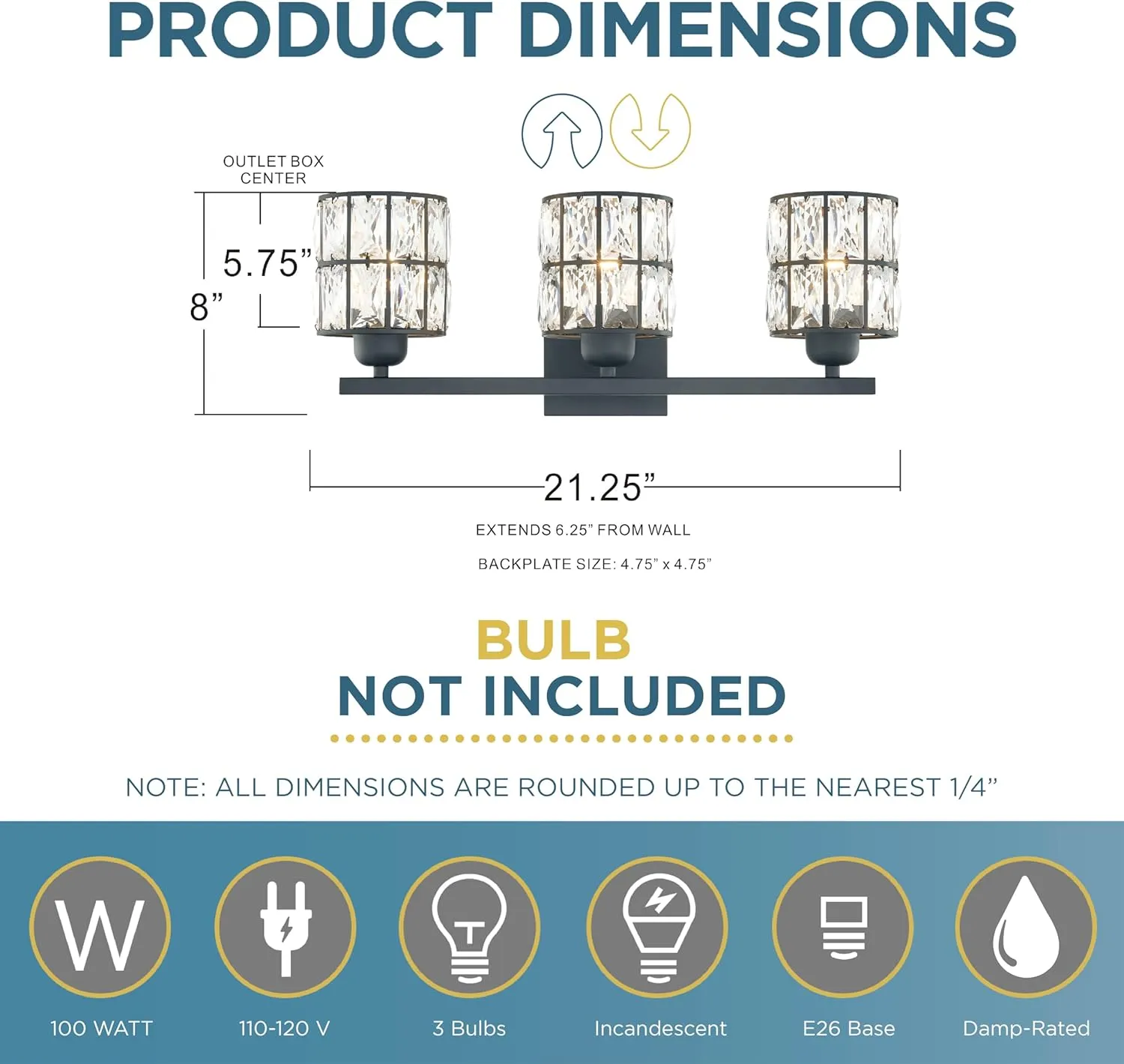 Quoizel Gibson Bath Vanity Lights, 21 Inch 3-Light Matte Black Bathroom Lighting Fixtures Over Mirror, Clear Beveled Crystal Shade, Contemporary Wall Mount Light for Bathrooms, Kitchen or Hallway