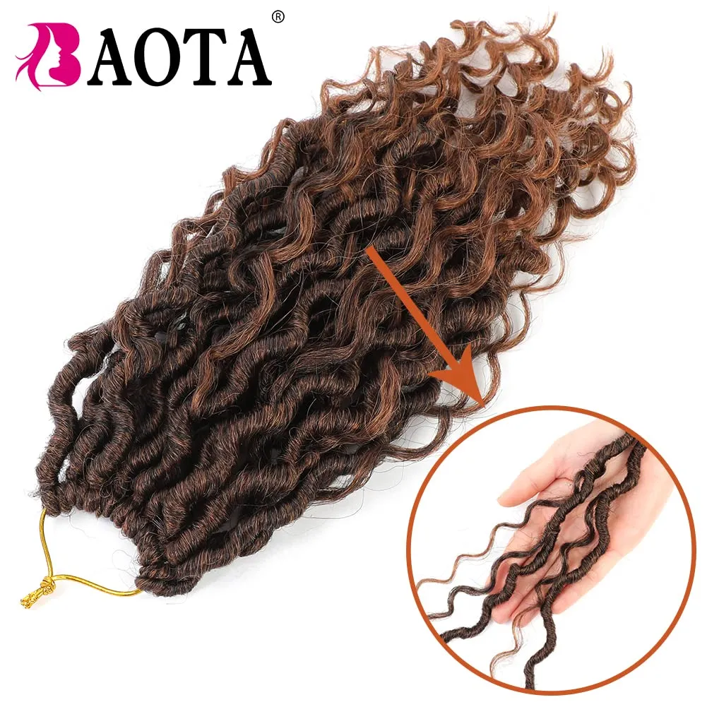 "Goddess 10 Inch Crochet Hair for Women 10 Inch Goddess Locs Ombre Brown Crochet Hair for Women 7 Packs Pre Looped Faux Locs With Curly Ends Soft Locs (1B/30#)
