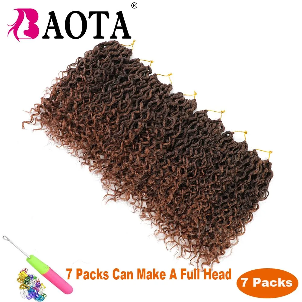 "Goddess 10 Inch Crochet Hair for Women 10 Inch Goddess Locs Ombre Brown Crochet Hair for Women 7 Packs Pre Looped Faux Locs With Curly Ends Soft Locs (1B/30#)