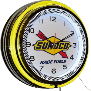 Race Fuels 18" Yellow Double Neon Advertising Clock Garage Man Cave Work Shop Decor (Plastic)