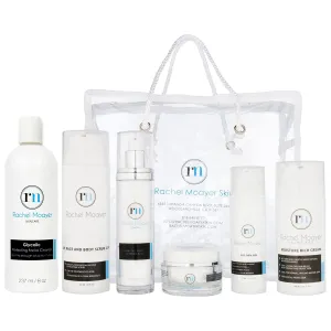 Rachel Moayer Perfecting Skincare Kit for Normal to Dry Skin Featuring Cleanser, 2.5% Benzoyl Peroxide Scrub, Vitamin C Serum, 12% Face Cream, 10% Acne Care Gel, Recovery Acne Care & Anti Aging Set