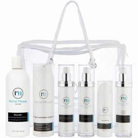 Rachel Moayer Perfecting Skincare Kit for Normal to Oily Skin, Cleanser, 2.5% Benzoyl Peroxide Scrub, Vitamin C Serum, 12% Face Gel, 10% Acne Care Gel, Recovery Cream & Anti Aging Skin Care Kit