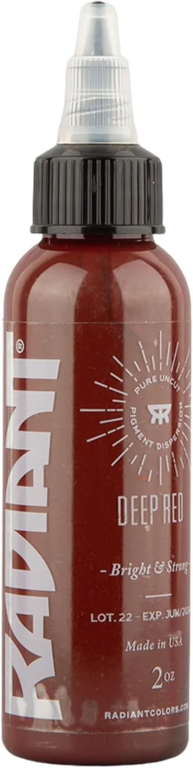 Radiant Colors - Tattoo Ink Deep Red Color Tattooing and Shading Real Human Skin 1oz Bottle