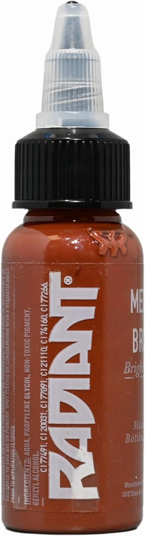 Radiant Colors - Tattoo Ink Medium Brown Color Tattooing and Shading Real Human Skin 1oz Bottle