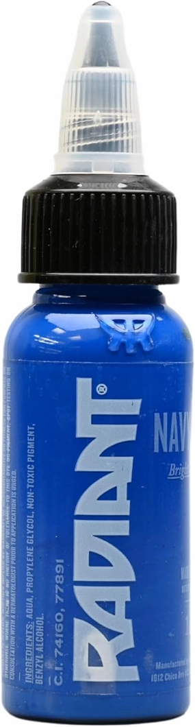 Radiant Colors - Tattoo Ink Navy Blue Color Tattooing and Shading Real Human Skin 1oz Bottle