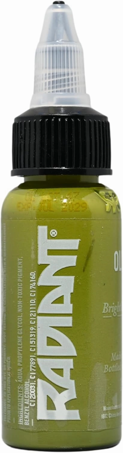 Radiant Colors - Tattoo Ink Olive Color Tattooing and Shading Real Human Skin 1oz Bottle