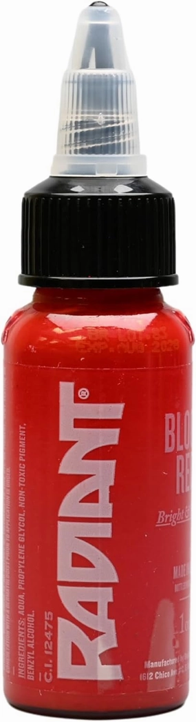 Radiant Colors Blood Red Tattoo Ink 1oz Bold Pigment Professional Quality Smooth Flow Long Lasting Formula