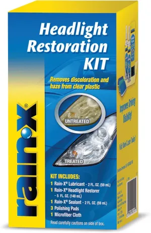 Rain-X 800001809 Headlight Restoration Kit - Cleans and Restores Headlights By Removing Haze and Discoloration Due to Oxidation