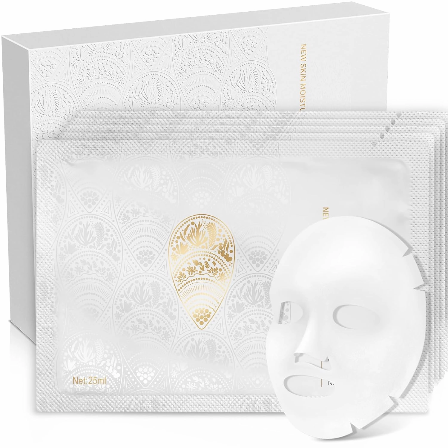 Real Deep Mask for Sensitive Skin, Natural Hydrating Facial Masks for Soothing Sunburned and Use after Skin Red Light Physiotherapy, Pore Minimizing, Elasticity Improvement, 25g x 5ea