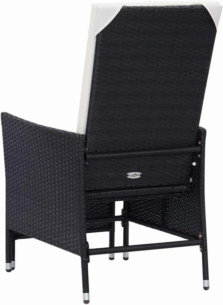 Reclining Patio Chair with Cushions PE Rattan Outdoor Lounge Chair Black Adjustable Backrest & Footrest for Poolside Backyard Deck Sunroom