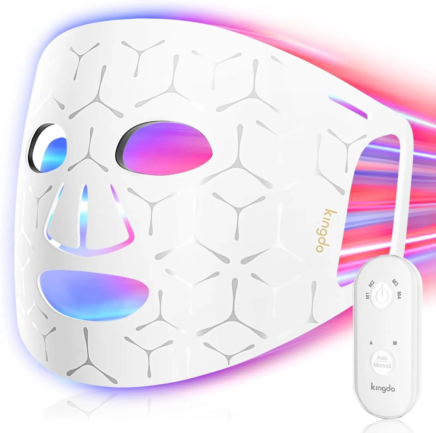 Red Light Therapy for Face 4 Modes LED Face Mask Light Therapy with Remote Portable and Rechargeable Multi Light Therapy Mask with Timing Function