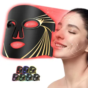 Red Light Therapy for Face Mask 7 Colors LED Light Therapy with Remote, 850NM Near-Infrared Red Light Therapy Mask with Portable Rechargeable and Timing Function