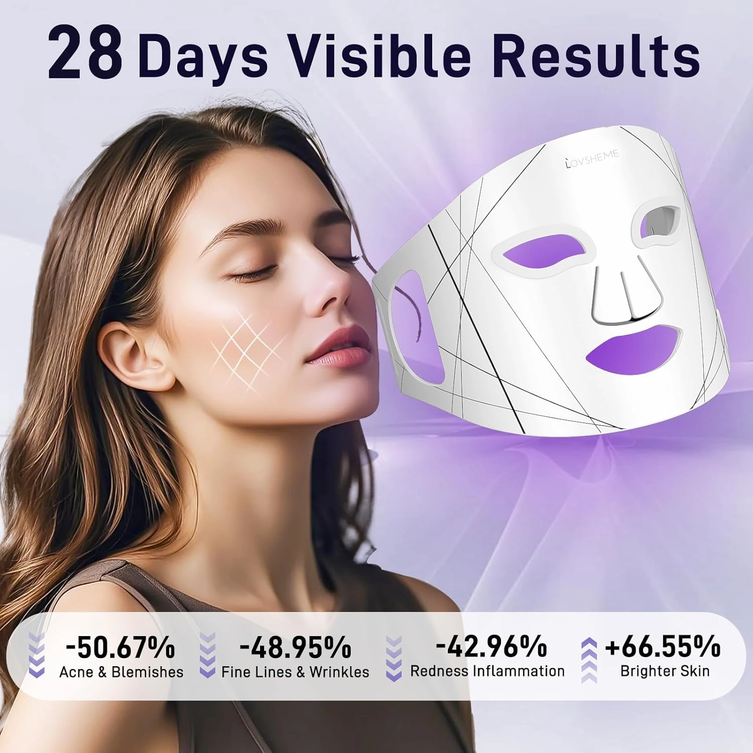 Red Light Therapy for Face, Advanced LED Face Mask Light Therapy, Red Light Therapy Mask - Red, Blue & Infrared Light Therapy for Acne, Wrinkles & Skin Rejuvenation | Enhanced Eye Protection