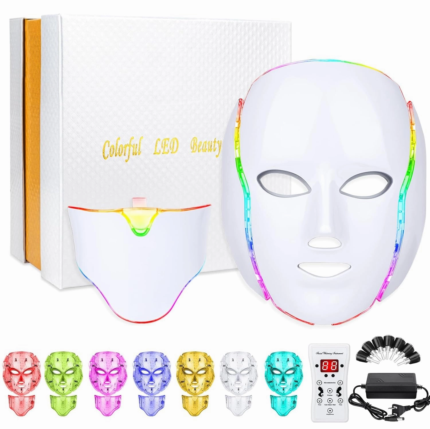 Red Light Theràpy Màsk for Face, LED Face Màsk, 7 Color LEDFace Màsk Light Theràpy, LED Facial Màsk Skìn Care Màsk for Both Beauty Salons and Home Use