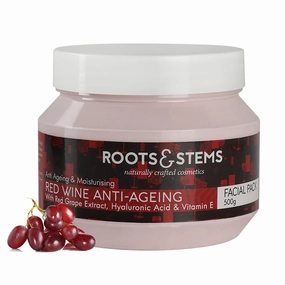 Red Wine Anti-Ageing Facial Pack with Red Grapes Extract- 100% Organic/Lightening & Brightening/Boosts Collagen, Tightens Pore, Removes Dark Spots, Fades Age Spots & Fine Lines (500 gm)
