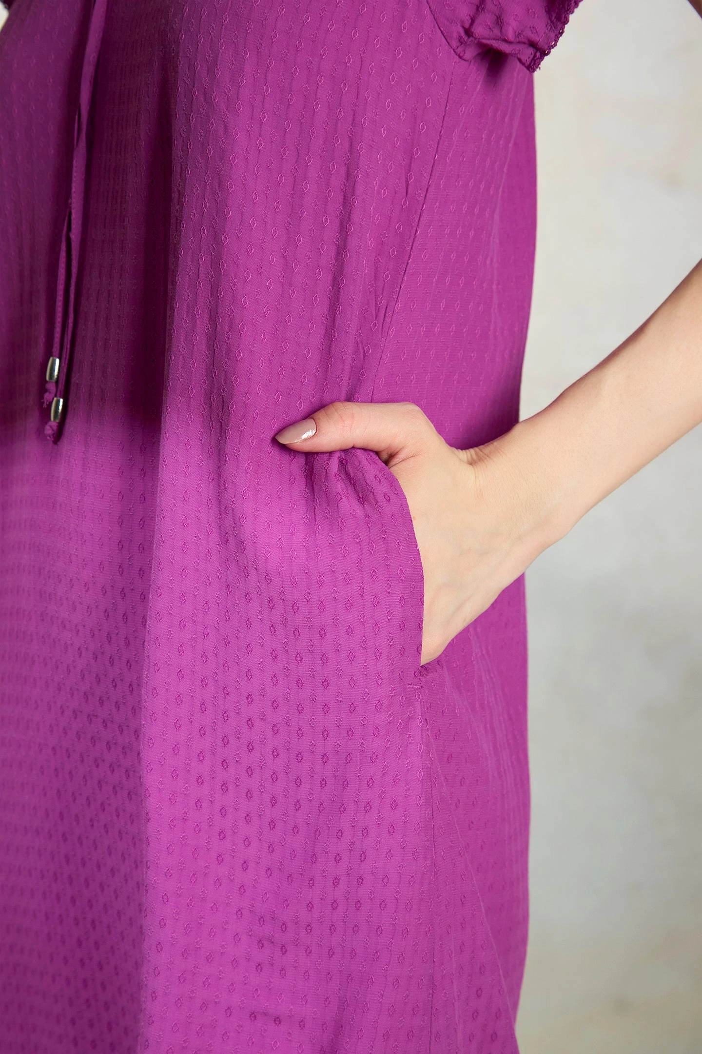 Reem|Versatile Batwing Sleeve Viscose Dress