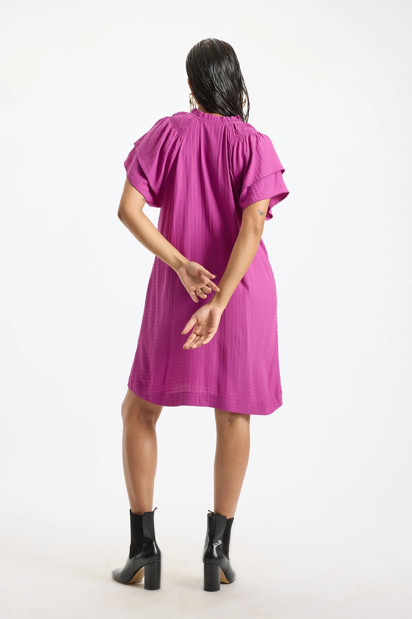 Reem|Versatile Batwing Sleeve Viscose Dress