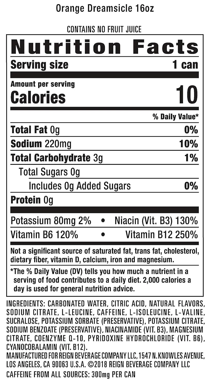 REIGN Total Body Fuel Orange Dreamsicle 16 fl oz (Pack of 4), Clear