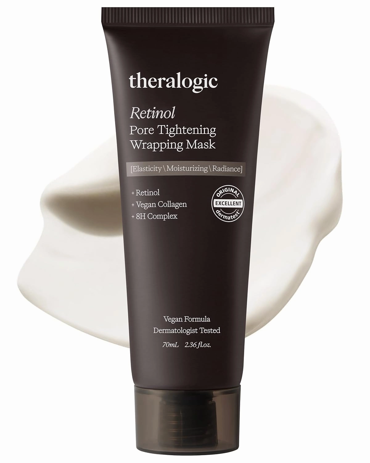 Retinol Pore Tightening Wrapping Mask - Korean Pore Elasticity Peel Off Mask with Collagen, Peptides, Hyaluronic Acid - Firming & Skin Glow Mask - Vegan, Derma Tested, 2.36oz.