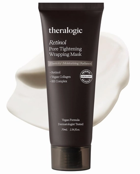 Retinol Pore Tightening Wrapping Mask - Korean Pore Elasticity Peel Off Mask with Collagen, Peptides, Hyaluronic Acid - Firming & Skin Glow Mask - Vegan, Derma Tested, 2.36oz.