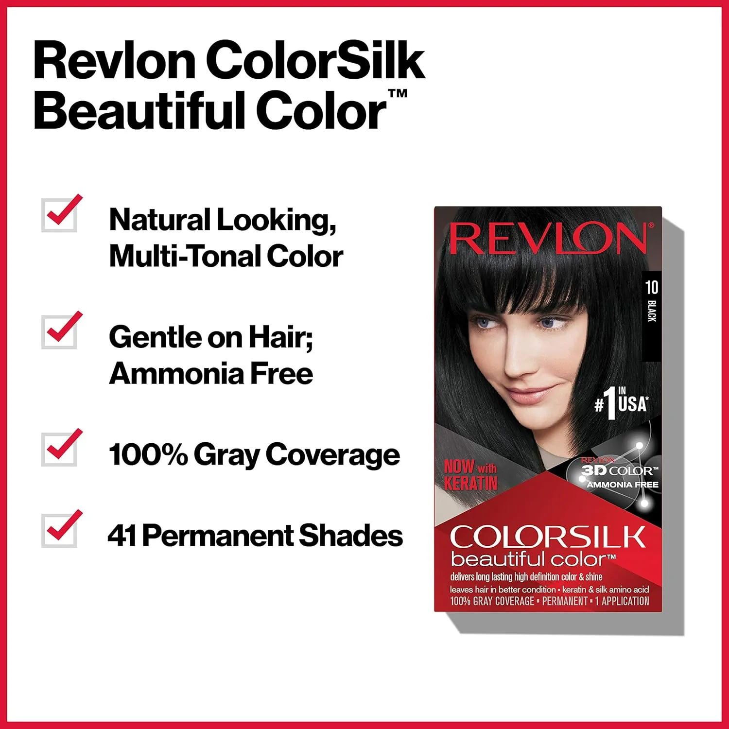 Revlon Permanent Hair Color, Permanent Hair Dye, Colorsilk with 100% Gray Coverage, Ammonia-Free, Keratin and Amino Acids, 12 Natural Blue Black, 4.4 Oz (Pack of 3)