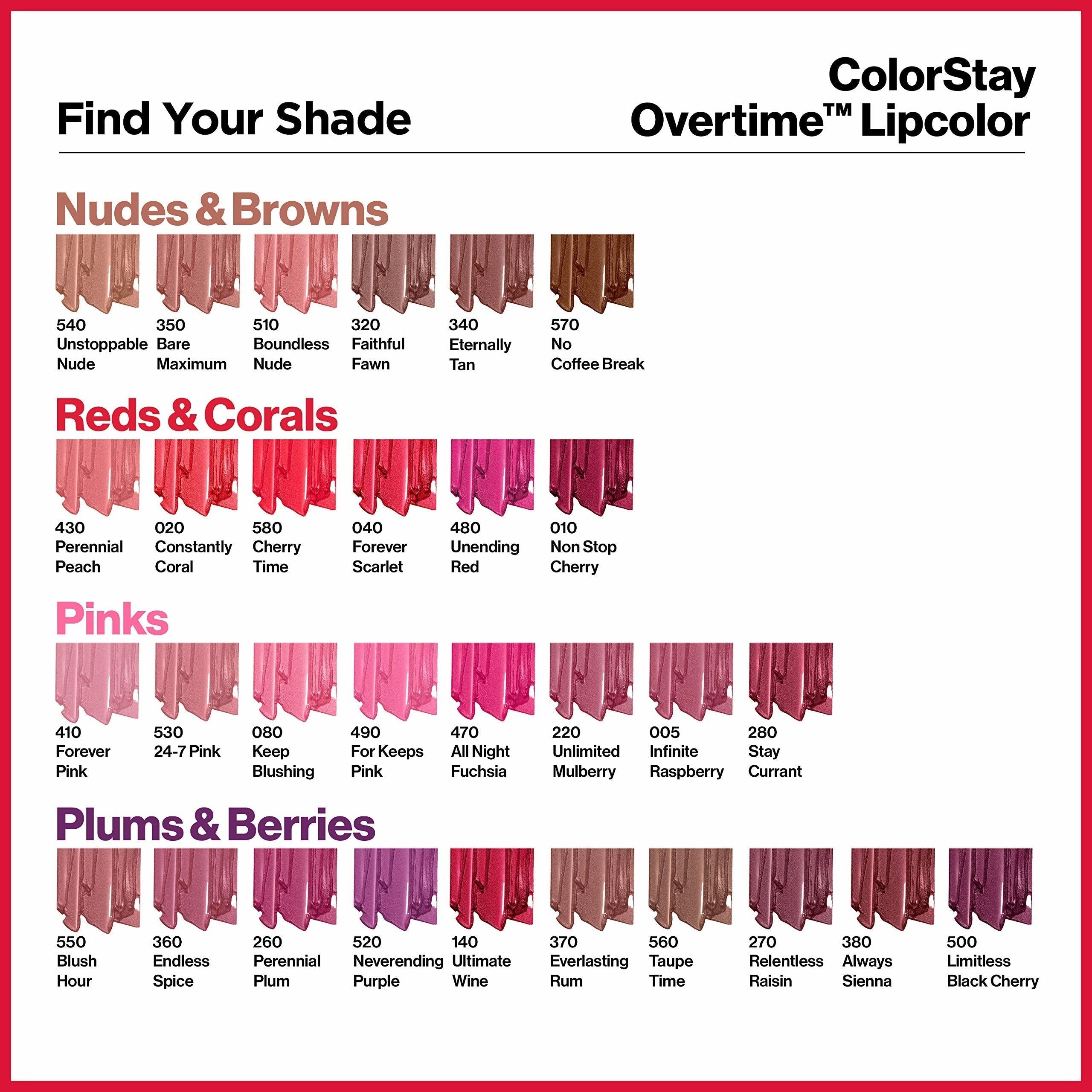 Revlon ColorStay Overtime Lipcolor, Dual Ended Longwearing Liquid Lipstick with Clear Lip Gloss, with Vitamin E in Pink, All Night Fuchsia (470), 0.07 oz