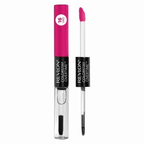 Revlon ColorStay Overtime Lipcolor, Dual Ended Longwearing Liquid Lipstick with Clear Lip Gloss, with Vitamin E in Pink, All Night Fuchsia (470), 0.07 oz