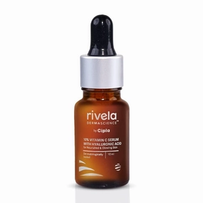 Rivela Dermascience By Cipla 10% Vitamin C Face Serum For Bright & Glowing Skin | Anti Ageing Formula With Hyaluronic Acid | For All Skin Types | 10ml