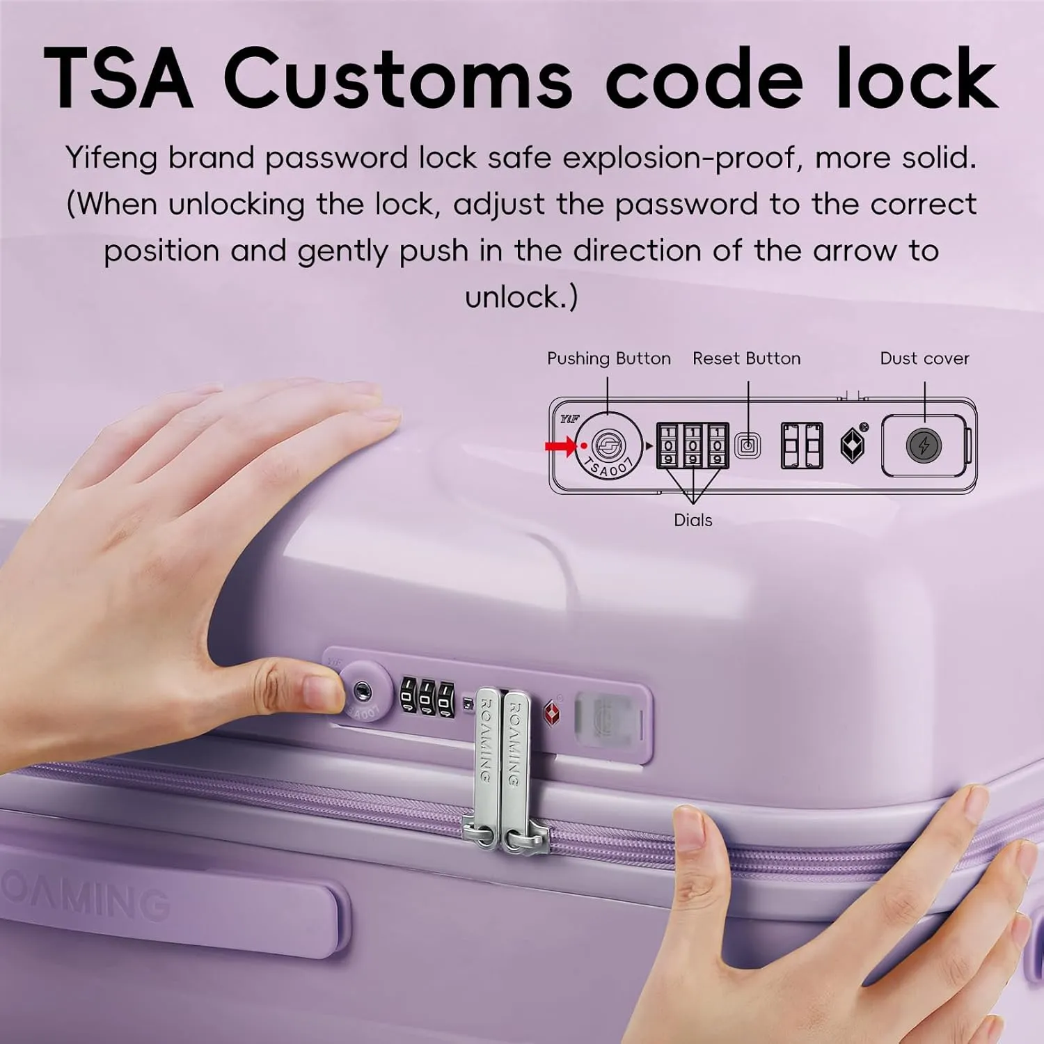 ROAMING 26 Inch PC Hard-Sided Purple Checked Large Luggage with TSA Lock Cup Holder USB Charging Port and Spinner Wheels Lightweight Durable Ice Cream Travel Suitcase for Women Melt into Journeys