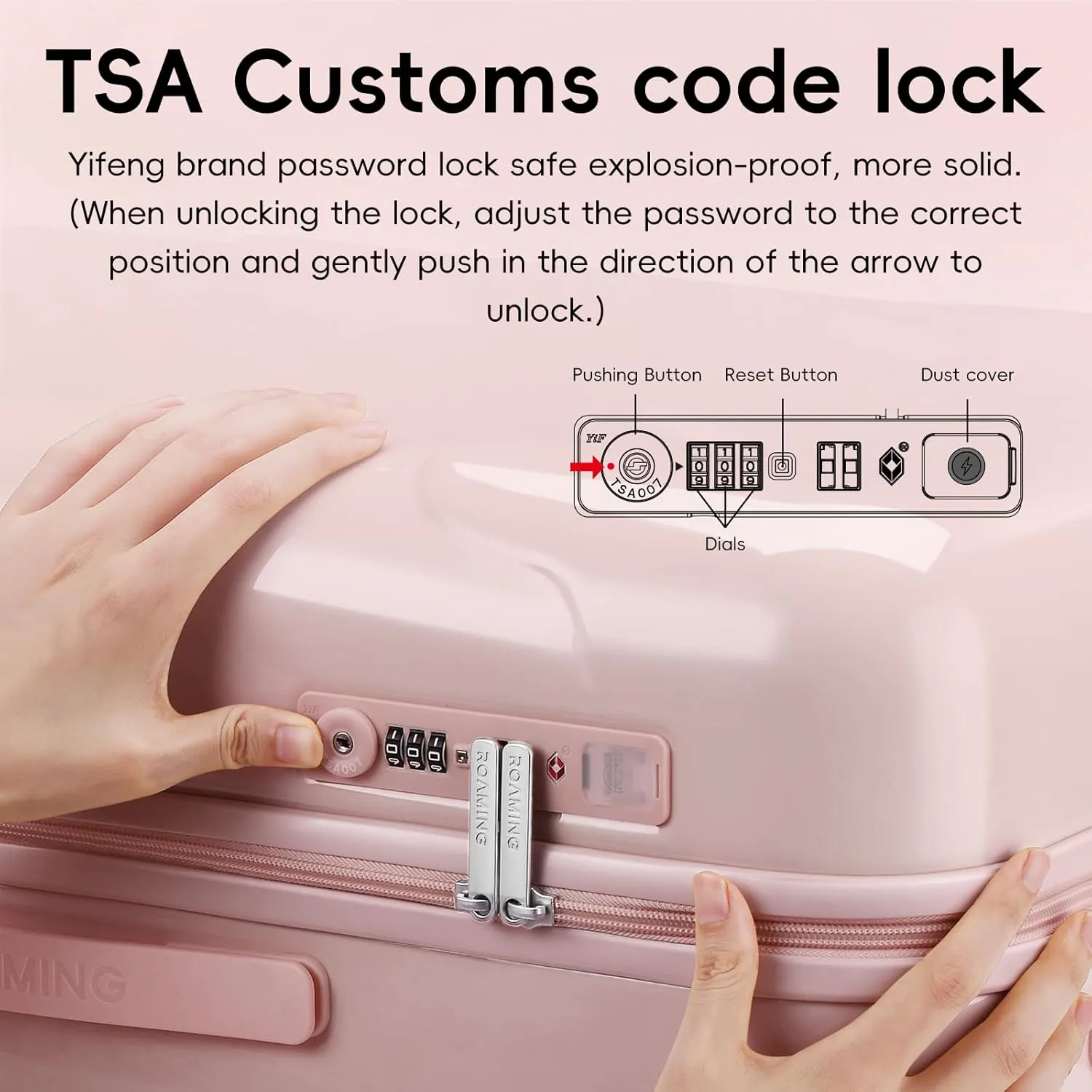 ROAMING 26 Inch Pink PC Hard Sided Checked Large Luggage with TSA Lock Cup Holder USB Charging Port and Spinner Wheels Lightweight Durable Ice Cream Travel Suitcase for Women Melt into Journeys